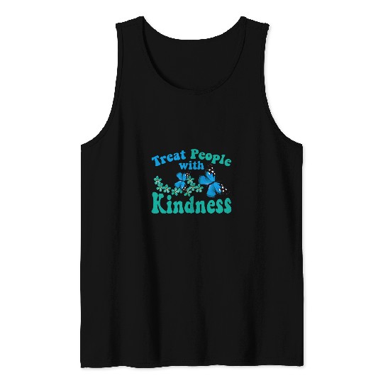 Treat People With Kindness Butterfly Flower Tank Tops