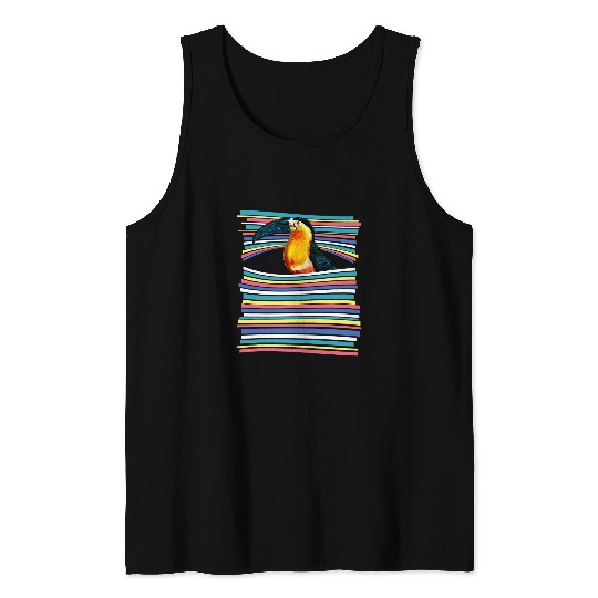 Toucan Pastel Rainbow Striped   vintages Animal Aesthetic Tank Tops