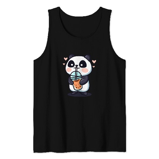 Funny Bear Kawaii Chibi Cute Panda Boba Tea 368 Cute Bears Tank Tops