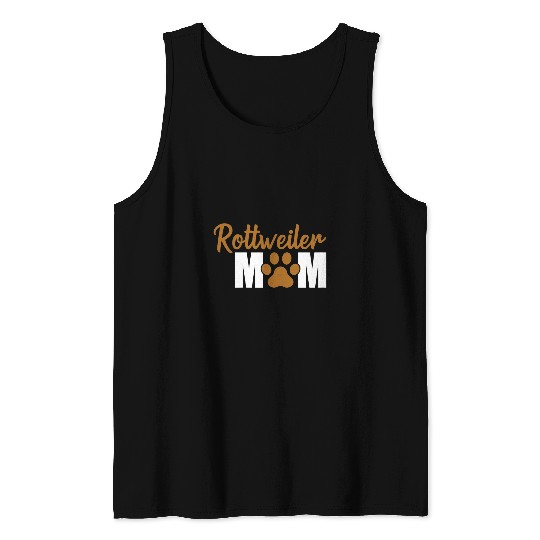 Dog Rottweiler Womens Rottweiler Mom Pawprint Tank Tops