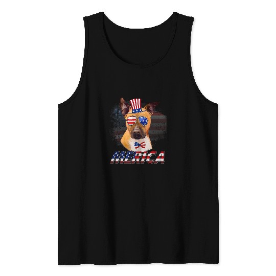 Merica AmStaff American Flag Dog Lover July 4th USA Tank Tops