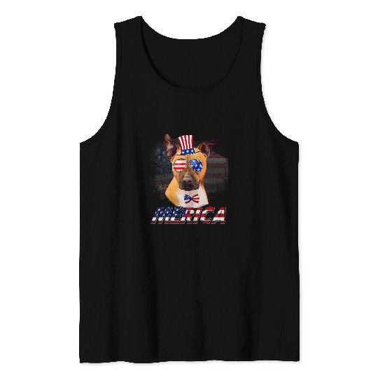 Merica AmStaff American Flag Dog Lover July 4th USA Tank Tops