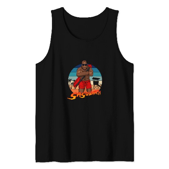 Funny bigfoots Sasqwatch Lifeguard Retro Vintage Tank Tops