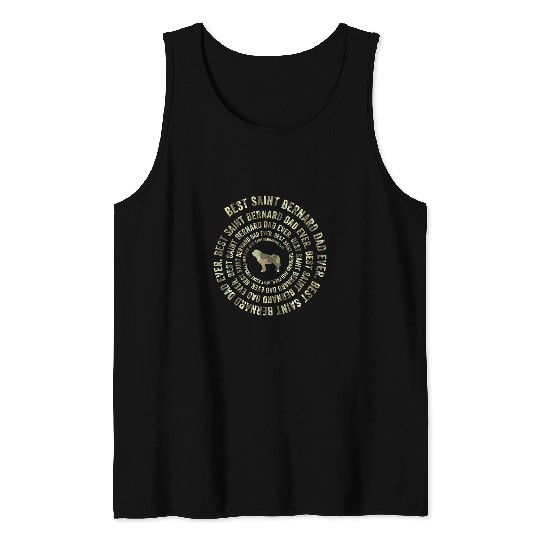 Mens US Flag Camo Saint Bernard Dog Dad Spiral Lover Dog Tank Tops
