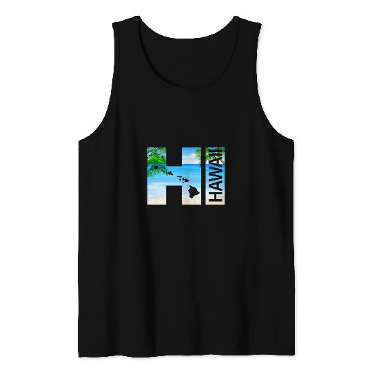 HI Hawaii Beach Hawaiian Islands Tank Tops