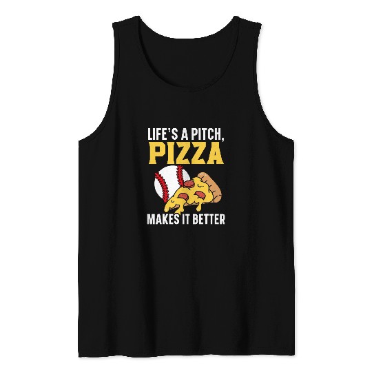 Pizza Baseball Player Baseball Lover Sport Italian Food 8 Tank Tops