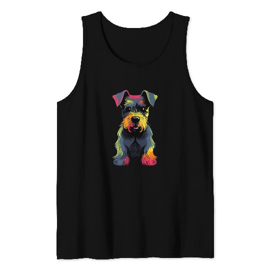 Mini Schnauzer Colorful Dog Miniature Schnauzer Puppy Black Tank Tops