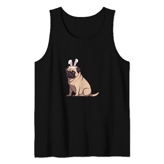 Funny Easter Pug Dog Easter puggy Cute Pug Lover Tank Tops