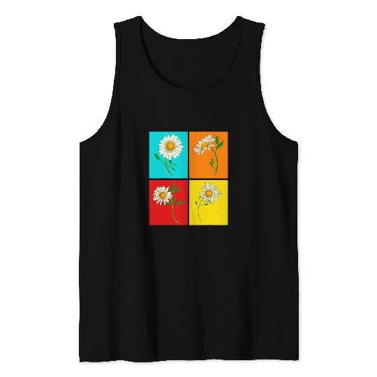 Nature Botanical Garden Flower Blossom Pop Art Daisy Tank Tops