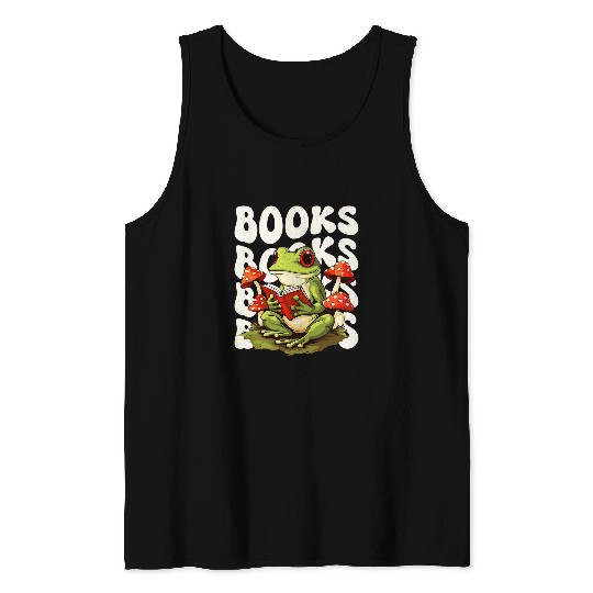 Frog Reading A Book Tank Tops