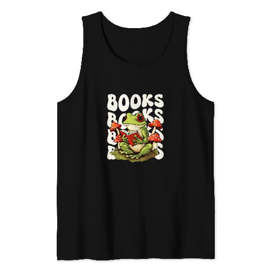 Frog Reading A Book Tank Tops