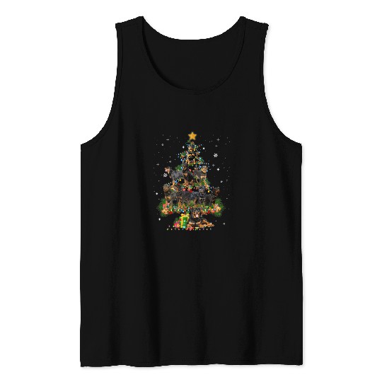 Dog Rottweiler Christmas Tree Funny Dog Lover xmass Pajama Tank Tops