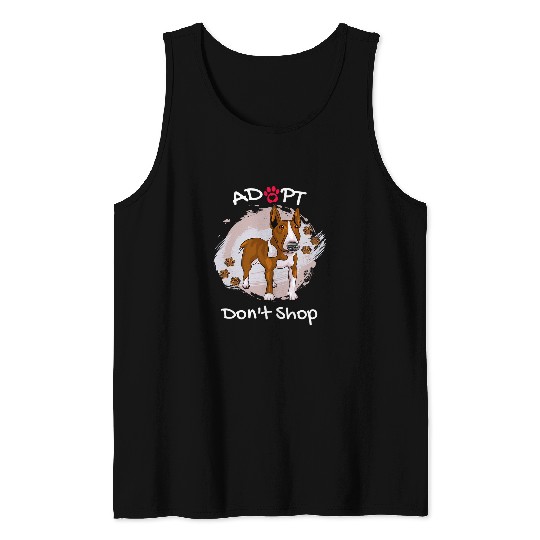 Cute Bull Terrier Dog Adopt Dont Shop Puppy Paws Art Tank Tops