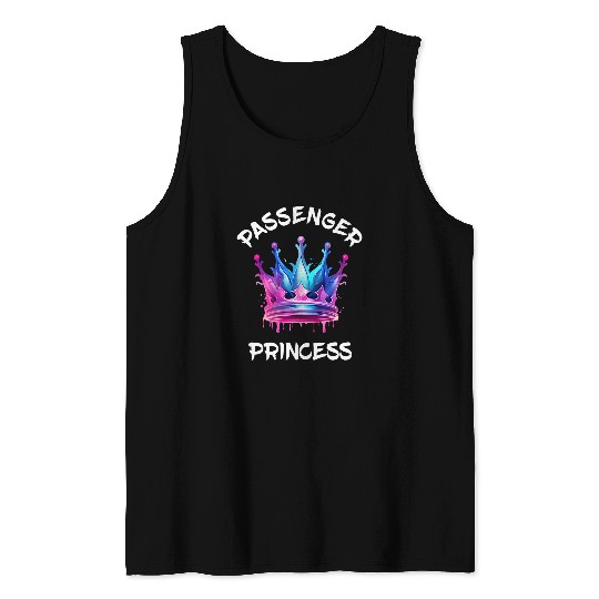 Passenger Princess Crown Codriver Seat Driving Car Driver Tank Tops