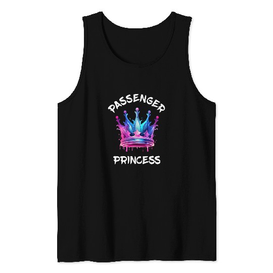Passenger Princess Crown Codriver Seat Driving Car Driver Tank Tops