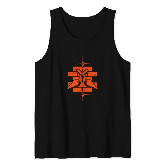 Heartbeat EKG Pulse Construction Brick Mason Bricklayer Tank Tops
