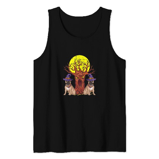 French Bulldog Witch Hat Halloween Costume Dog Puppy Lover Tank Tops