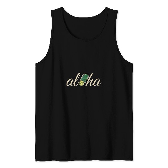 Hawaiian aloha tropical pineapples summer vacation beaches Tank Tops