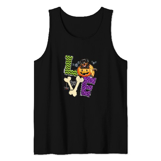 Dog Rottweiler Love Rottweiler Pumpkin Halloween Costume Tank Tops