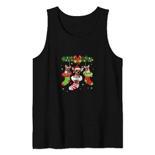Funny Chihuahua Christmas Tree Socks Dog Lover Xmas Tank Tops