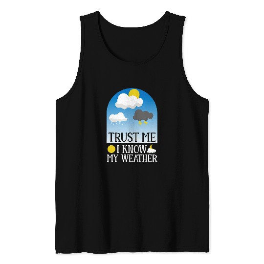 funny weather forecast meteorologist mobile app umbrella sun Tank Tops