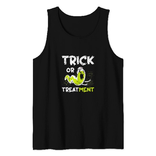 Trick Or Treatment nurses Worm Halloween medicals ghosts Scary Tank Tops