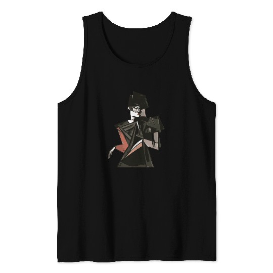 Goth Girl Dancing Geometric Abstract Art Cut Out Tank Tops
