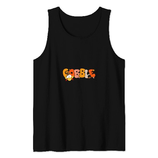 Retro Gobble Funny Turkey Thanksgiving Men Women Kid Graphic Tank Tops