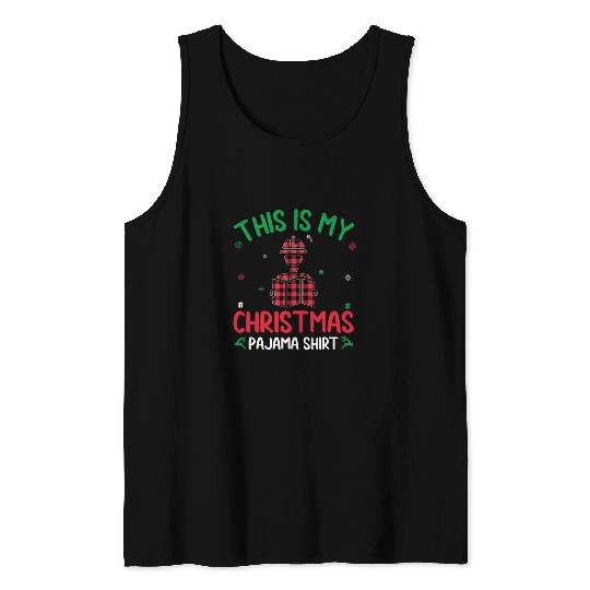 Red Plaid Ugly Design This Is My Architect Christmas Pajama Tank Tops