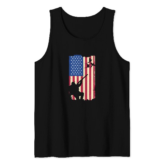 Pheasant Hunting Patriotic American Flag Upland Bird Hunting Tank Tops