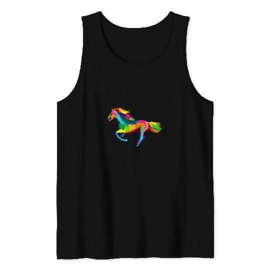 Horse Head Colorful Art Animals Watercolor Painting Horses Tank Tops
