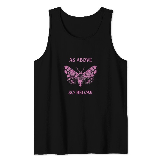 Witchcraft Pink and Black As Above So Below Witch Wicca Tank Tops