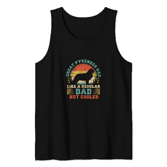 Retro vintages Dog Funny Great Pyrenees Dad Fathers Day Tank Tops