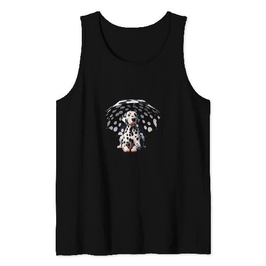 Funny Dalmatian Spotted Umbrella Dog Tank Tops