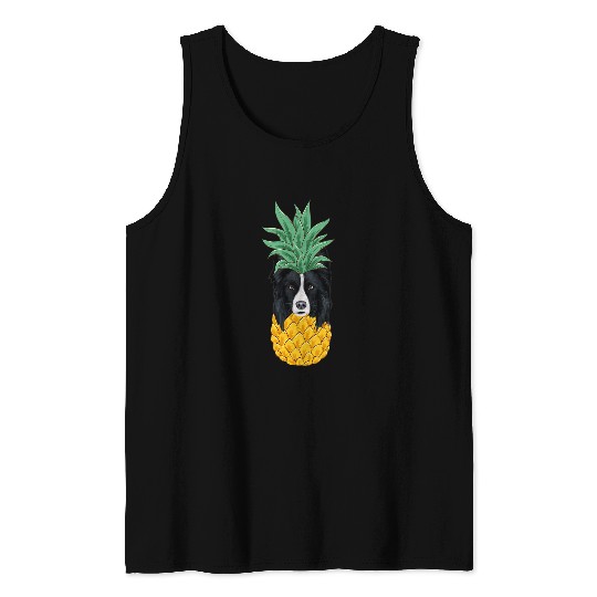Funny Border Collie pineapples Dog Tank Tops