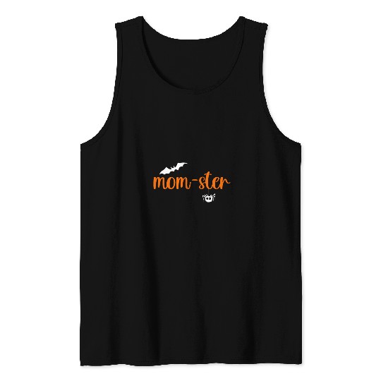 Womens Momster Halloween 2Funny Scary Momster Bat Spider Tank Tops