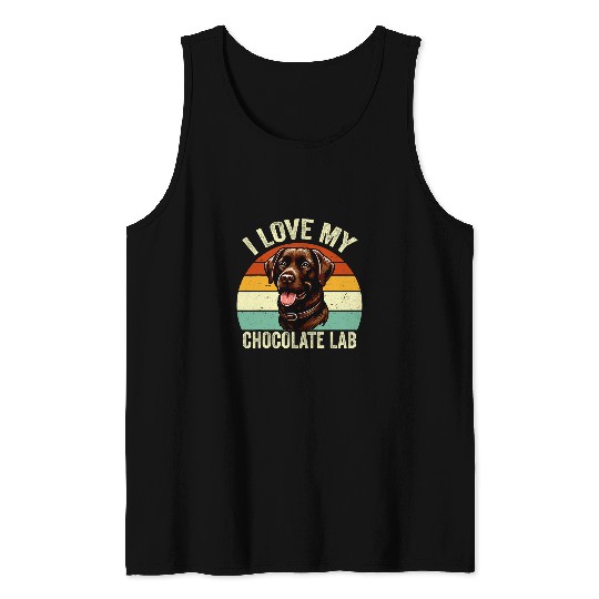 I Love My Chocolate Lab vintages Chocolate Labrador Dog Lover 2 Tank Tops