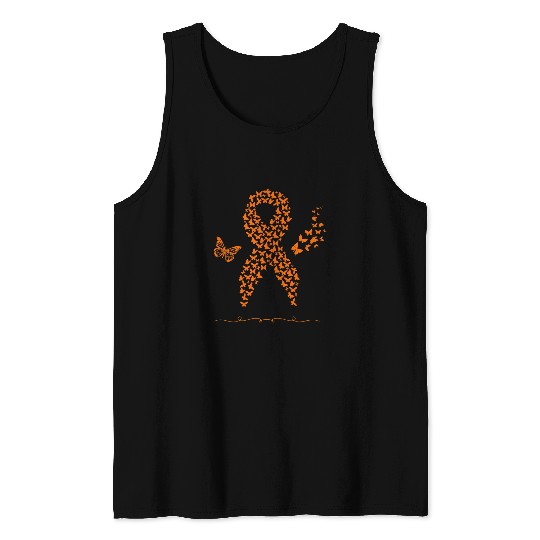 Multiple Sclerosis Awareness MS Boho Butterfly Orange Tank Tops