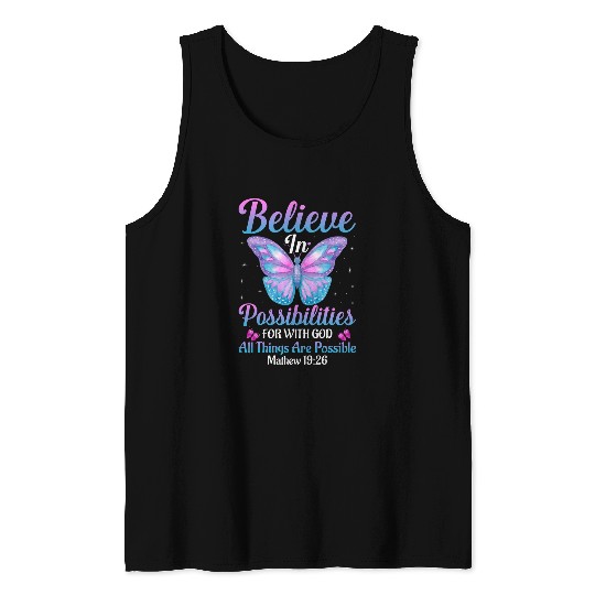 With God All Things Are Possible Butterfly Lover Bible Tank Tops
