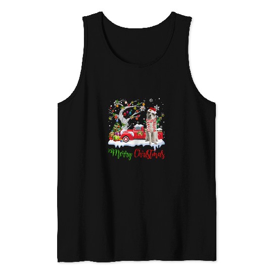 Red Truck Merry Christmas Tree Great Pyrenees Pajama Tank Tops