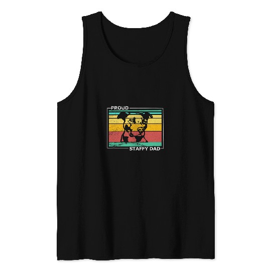 Mens Proud Staffy Dad Staffordshire Bull Terrier Gift Retro Tank Tops