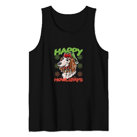 Happy Howlidays English Setter Elf Dog Merry Christmas Dogs Tank Tops