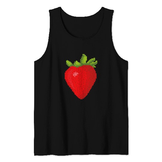 Pixel Art Strawberry Tank Tops
