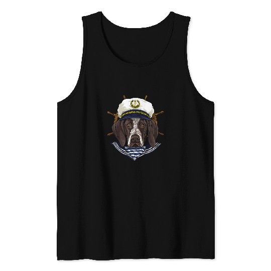 Dog German Shorthaired Pointer Sailor Boat Captain Dog 145 Tank Tops
