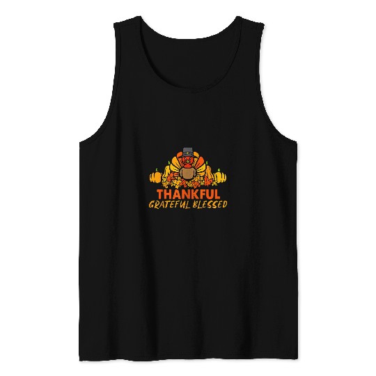 Thankful Grateful Blessed Thanksgiving Turkey Women Girls 23 Tank Tops