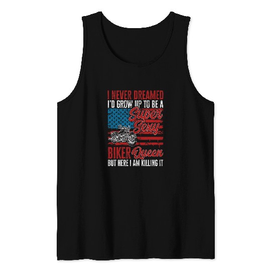 Discover Patriotic Motorcycle Women USA Flag Motorbike Biker 22 Tank Tops