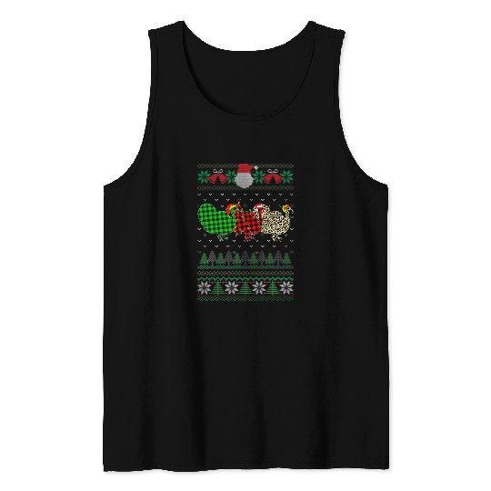 Turkey Ugly Christmas Red Plaid Leopard xmass Animals Tank Tops