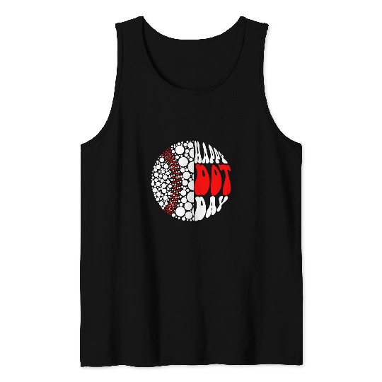 Retro Groovy Baseball Ball With Polka Dots Happy Dot Day Boy Tank Tops