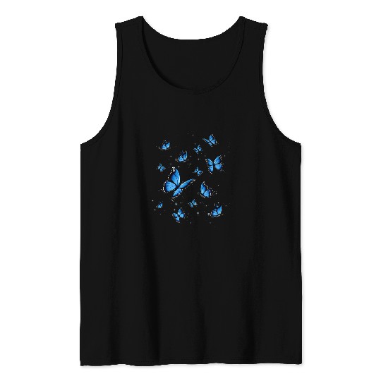 Wings Blue Butterfly Art Garden Beautiful Butterflies Insect Tank Tops