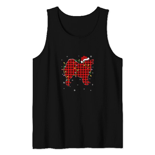 Dog Samoyed buffalo plaids Family Matching Samoyed Christmas Pajama Tank Tops